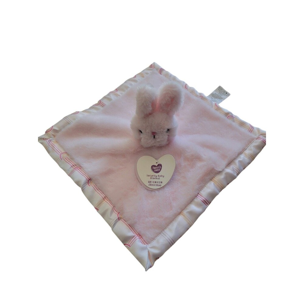 Parents Choice Baby Blanket Lovey Pink Bunny Rabbit Plush Satin Toy NEW NWT